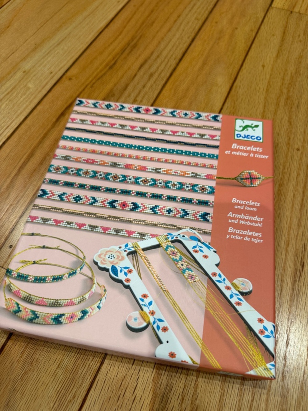 Djeco Women's Bracelet Kit — Pink, Teal, Cream and Gold Friendship Bracelets
